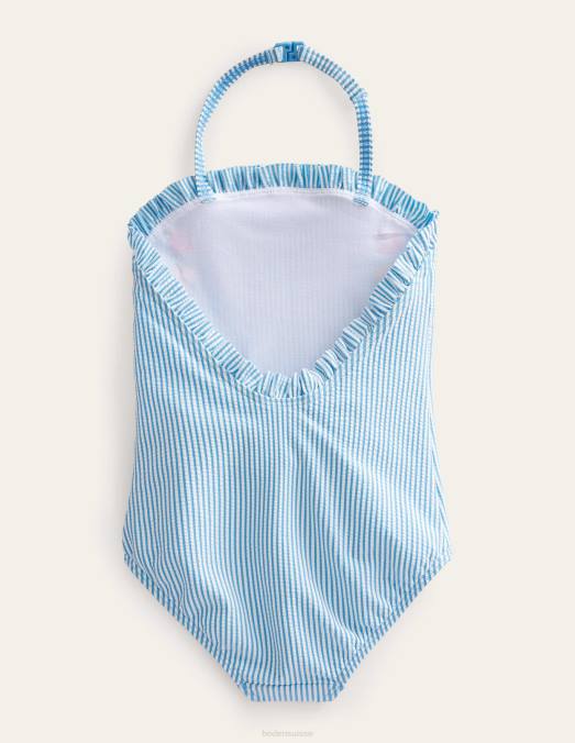 Boden vêtements planche de surf ivoire à rayures bleues filles maillot de bain bandeau LB2X2700