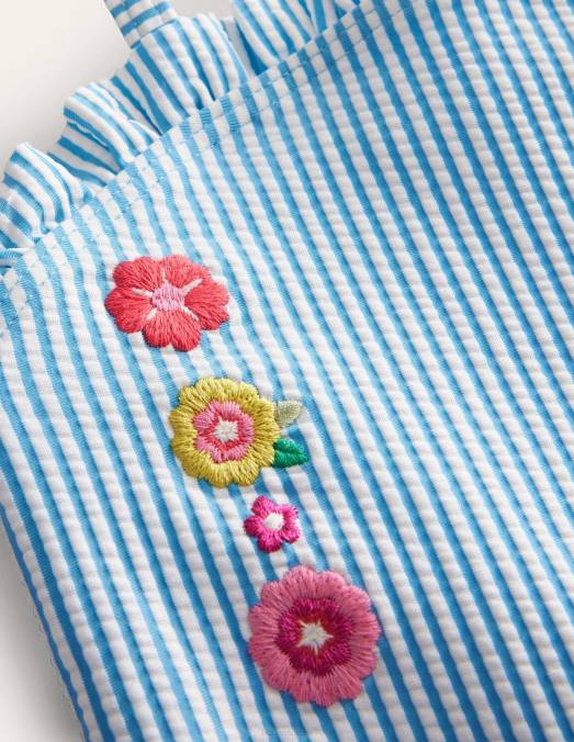 Boden vêtements planche de surf ivoire à rayures bleues filles maillot de bain bandeau LB2X2700