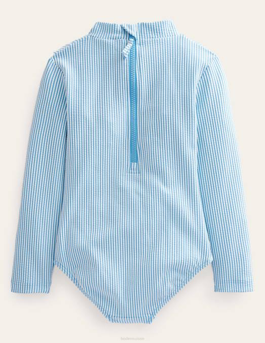 Boden vêtements planche de surf ivoire à rayures bleues filles maillot de bain à protection solaire brodé LB2X2799