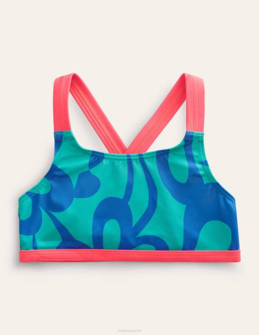 Boden vêtements pochoir d'été vert tropical filles haut de bikini croisé dans le dos LB2X3274