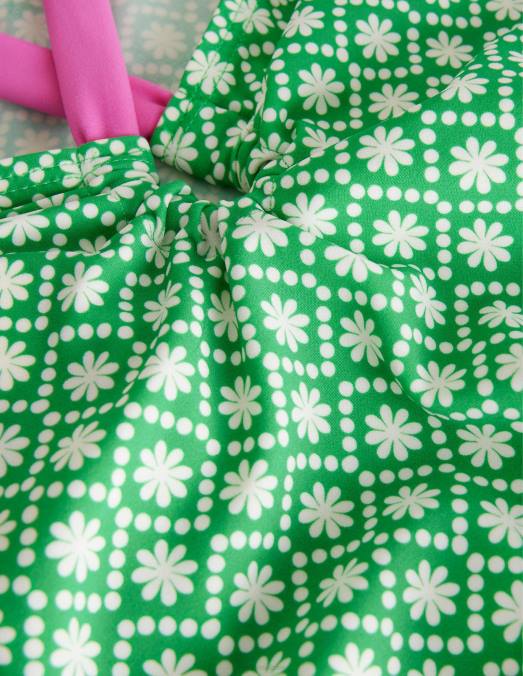 Boden vêtements point de marguerite verte école ivoire filles maillot de bain bouclé à l'arrière LB2X2998