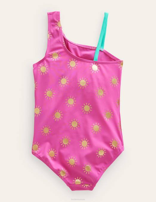 Boden vêtements soleils chatouillés en feuille d'or rose filles maillot de bain une épaule LB2X2795