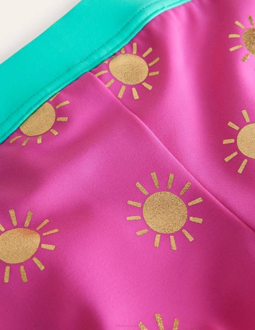 Boden vêtements soleils chatouillés en feuille d'or rose filles short de bain à motif LB2X2861