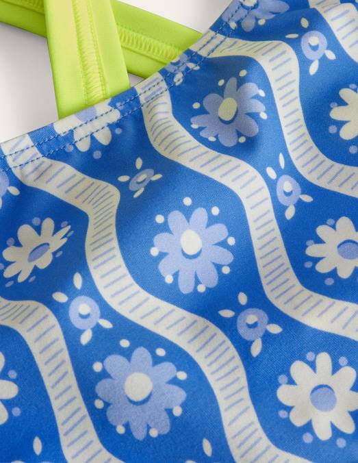 Boden vêtements vague de marguerite bleue de Penzance filles haut de bikini croisé dans le dos LB2X3070