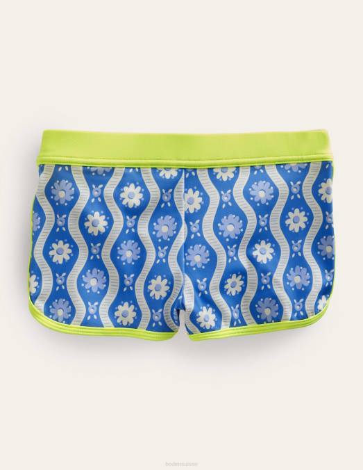 Boden vêtements vague de marguerite bleue de Penzance filles short de bain à motif LB2X2993