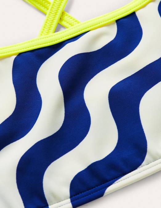 Boden vêtements vague ivoire/bleu filles haut de bikini à motif LB2X3147