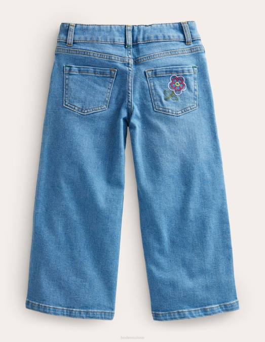 Boden vêtements broderie vintage légère filles jean évasé à jambe droite LB2X3064