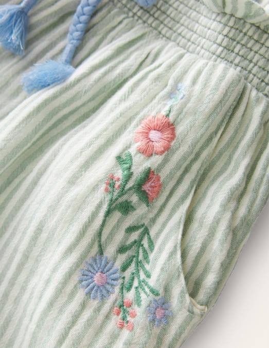 Boden vêtements coutil brodé vert filles pantalon ballon brodé LB2X3027