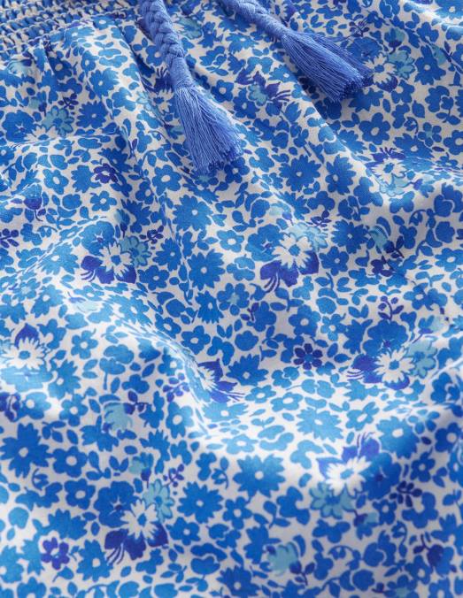 Boden vêtements fleurs bleues et aqua filles pantalon de vacances à revers LB2X2631