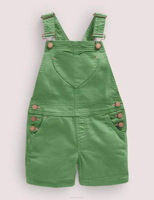 Boden vêtements vert safari filles salopette courte à poche coeur LB2X2926