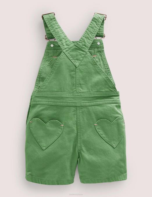 Boden vêtements vert safari filles salopette courte à poche coeur LB2X2926