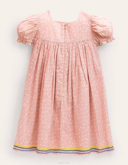 Boden vêtements Boto rose tache florale filles robe tissée brodée LB2X3105