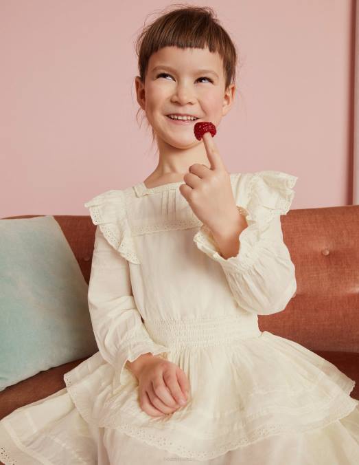 Boden vêtements Ivoire filles robe en dentelle tissée LB2X2960