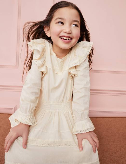 Boden vêtements Ivoire filles robe en dentelle tissée LB2X2960