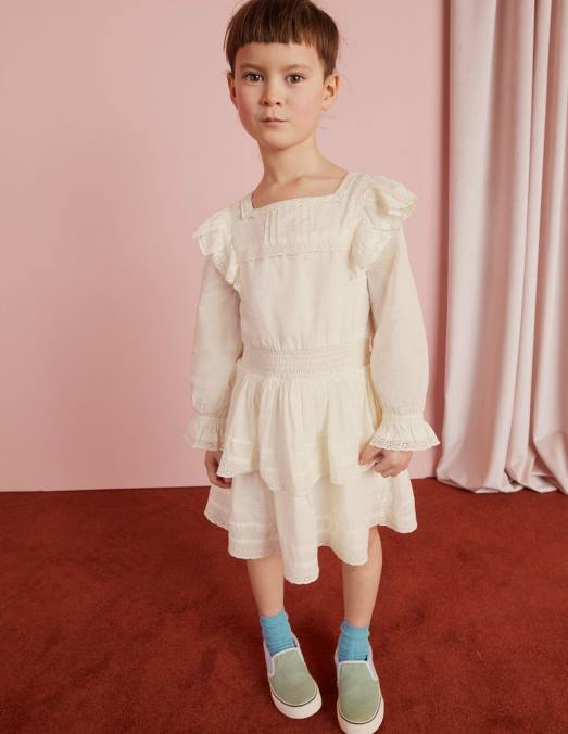 Boden vêtements Ivoire filles robe en dentelle tissée LB2X2960