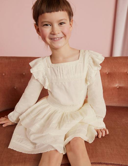 Boden vêtements Ivoire filles robe en dentelle tissée LB2X2960