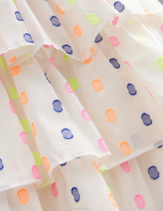 Boden vêtements Ivoire filles robe à manches volantées LB2X2784
