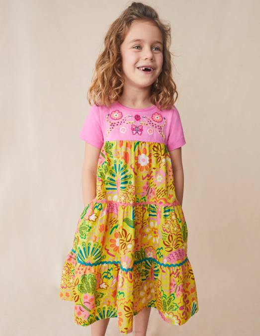 Boden vêtements animaux floraux groseille filles robe longue à logo LB2X2905