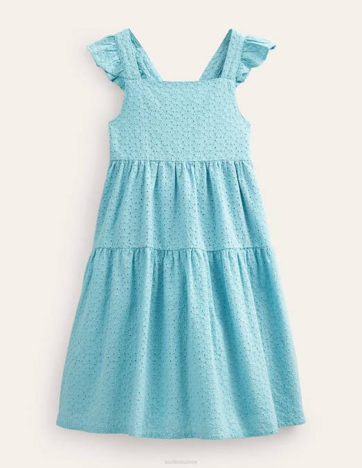 Boden vêtements aqua mer filles robe entièrement brodée LB2X2629