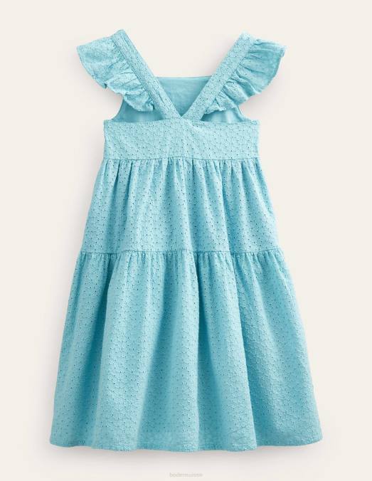Boden vêtements aqua mer filles robe entièrement brodée LB2X2629