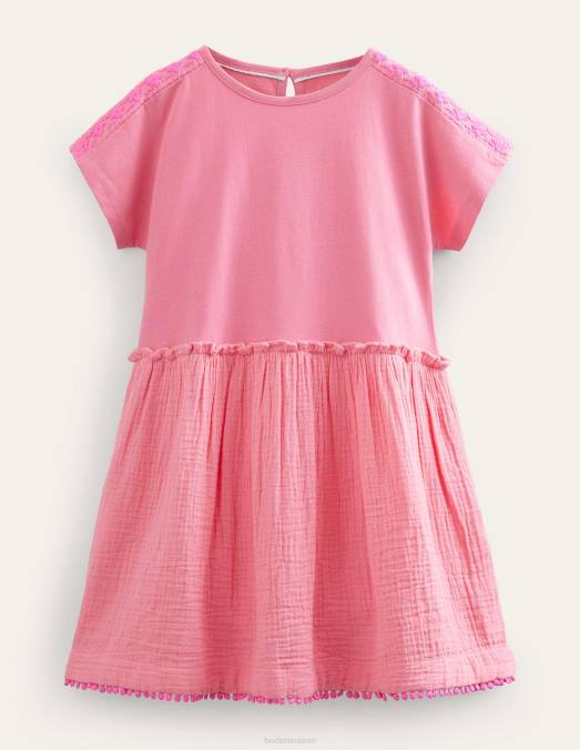 Boden vêtements azalée rose filles robe à textures mélangées LB2X2858