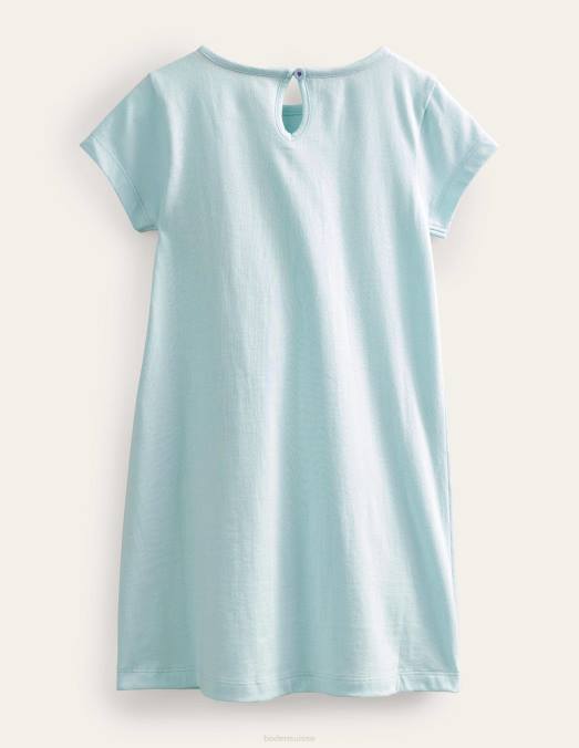 Boden vêtements bleu aqua glacé filles robe t-shirt à appliqué LB2X3243
