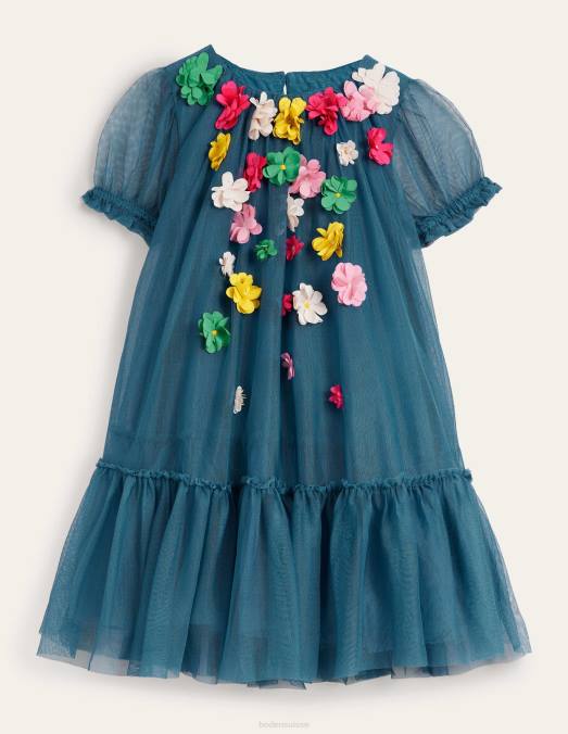 Boden vêtements bleu baltique filles une robe à fleurs flottante LB2X2859