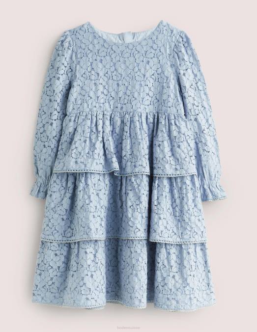Boden vêtements bleu poussiéreux filles robe de soirée à volants en dentelle LB2X3198