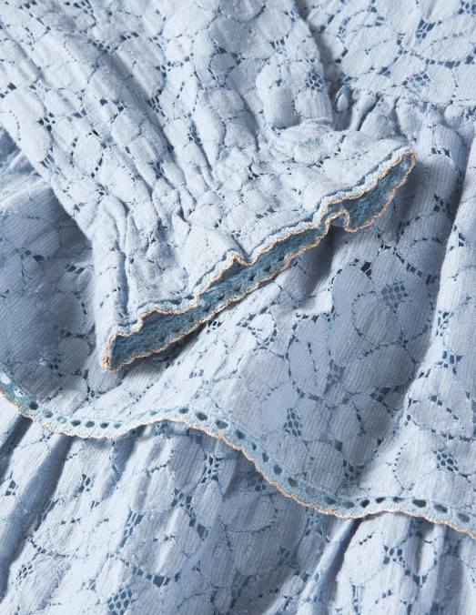 Boden vêtements bleu poussiéreux filles robe de soirée à volants en dentelle LB2X3198