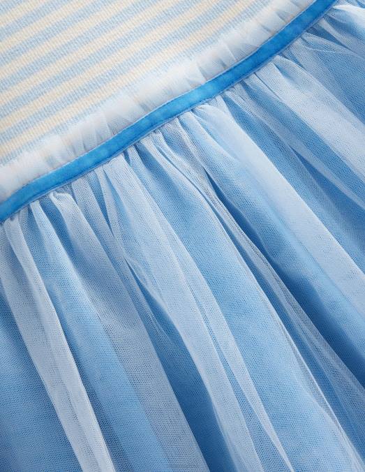 Boden vêtements bleu provençal filles robe en jersey de tulle LB2X2940