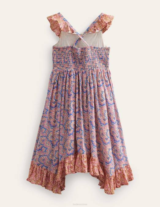 Boden vêtements cachemire lupin et pêche filles robe à ourlet mouchoir LB2X2803