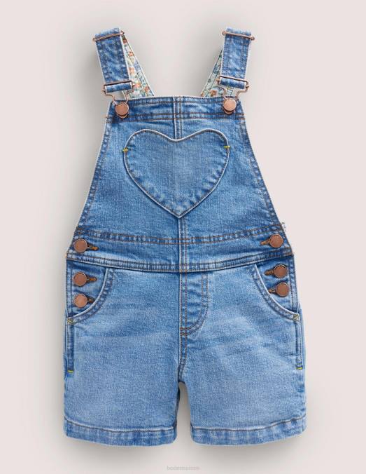 Boden vêtements denim mi-vintage filles salopette courte à poche coeur LB2X752