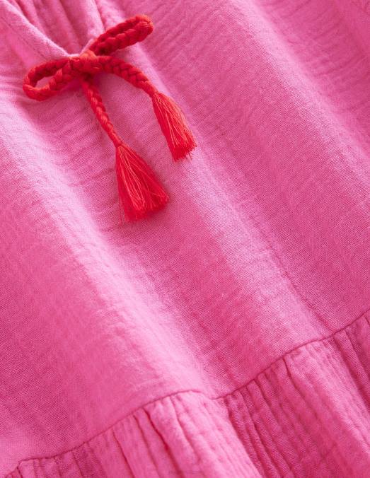 Boden vêtements festival rose filles robe à double volants en tissu LB2X2791