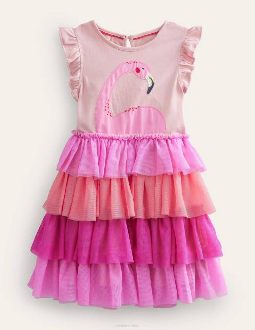 Boden vêtements flamant rose pêche filles robe à logo superposé en tulle LB2X3236