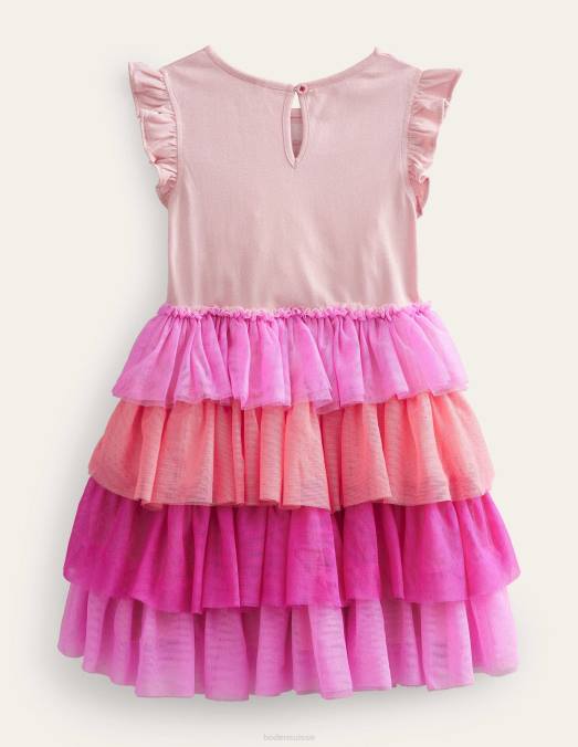 Boden vêtements flamant rose pêche filles robe à logo superposé en tulle LB2X3236