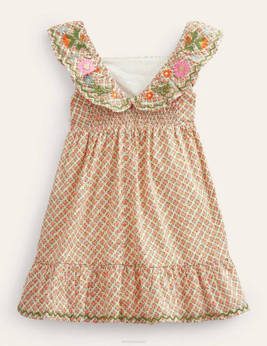 Boden vêtements fleur de gousse de vanille filles robe chasuble brodée LB2X2825