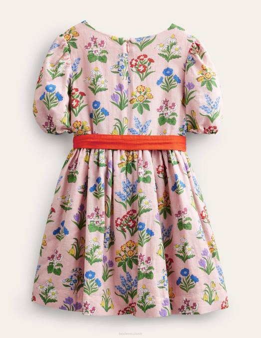 Boden vêtements fleurs rose poussiéreux filles robe vintage avec nœud papillon LB2X2875
