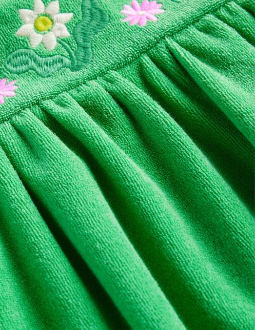 Boden vêtements fleurs vertes d'aloès filles robe en tissu éponge brodée LB2X2973