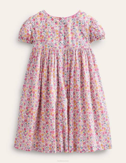 Boden vêtements floral pétale lumineux filles robe smockée nostalgique LB2X2817