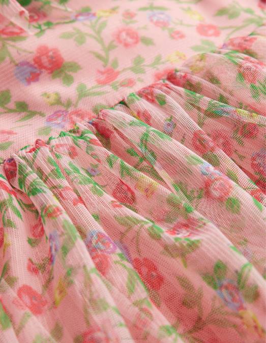 Boden vêtements floral rose décousu filles robe en tulle à volants LB2X2827