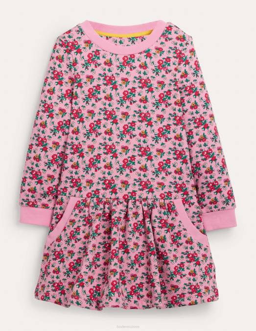 Boden vêtements formica rose floral filles robe sweat imprimée douillette LB2X3300