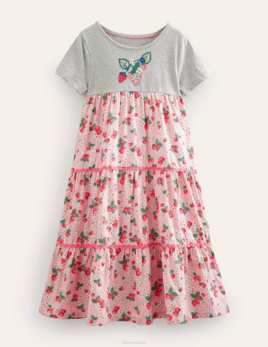 Boden vêtements fraise rose française filles robe longue à logo LB2X2912
