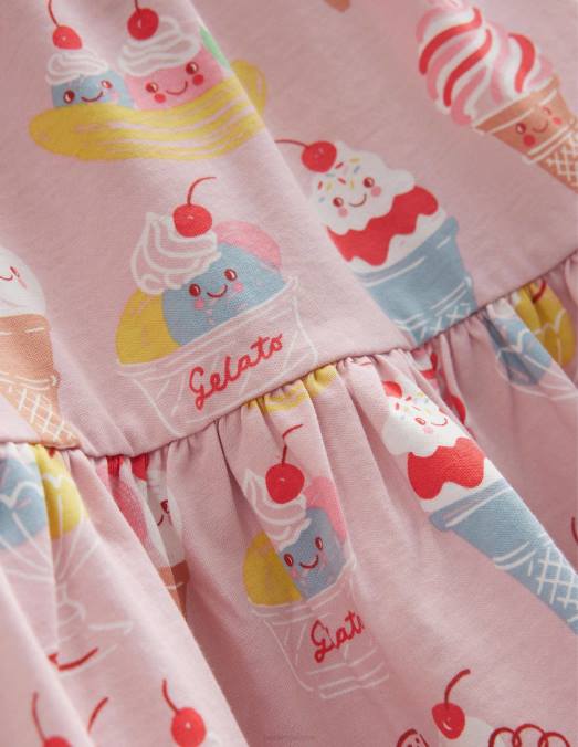 Boden vêtements glace rose française filles robe longue en jersey à volants LB2X2845