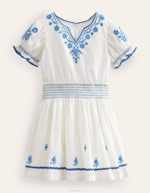 Boden vêtements gousse de vanille filles robe froncée brodée LB2X2860