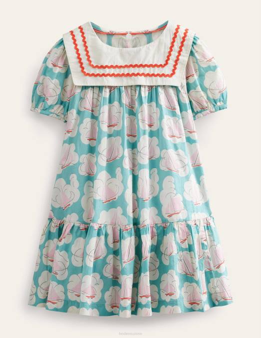 Boden vêtements impression de bateau aquatique filles robe de marin tissée LB2X2966