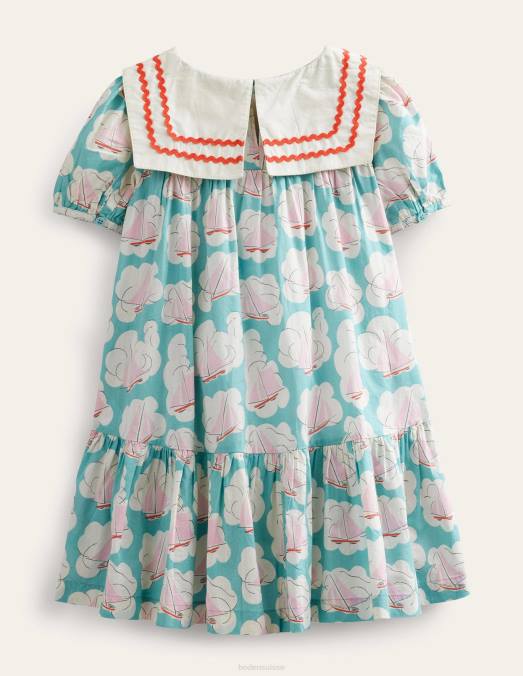 Boden vêtements impression de bateau aquatique filles robe de marin tissée LB2X2966