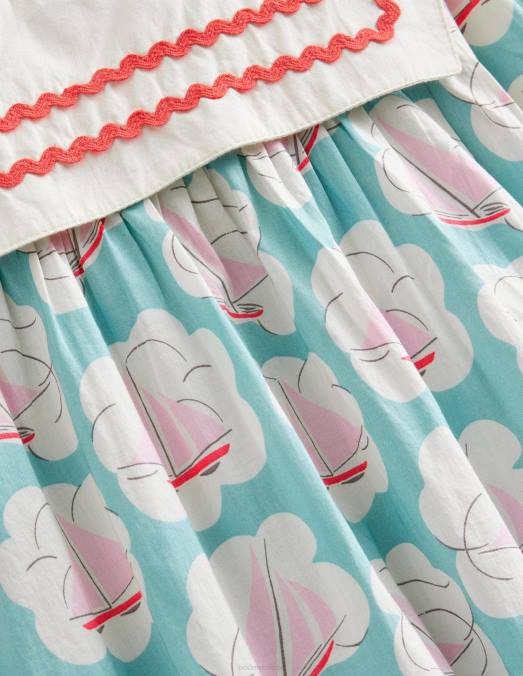 Boden vêtements impression de bateau aquatique filles robe de marin tissée LB2X2966