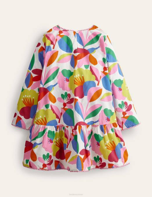 Boden vêtements ivoire et multi floral fabuleux filles caftan imprimé à manches longues LB2X2896