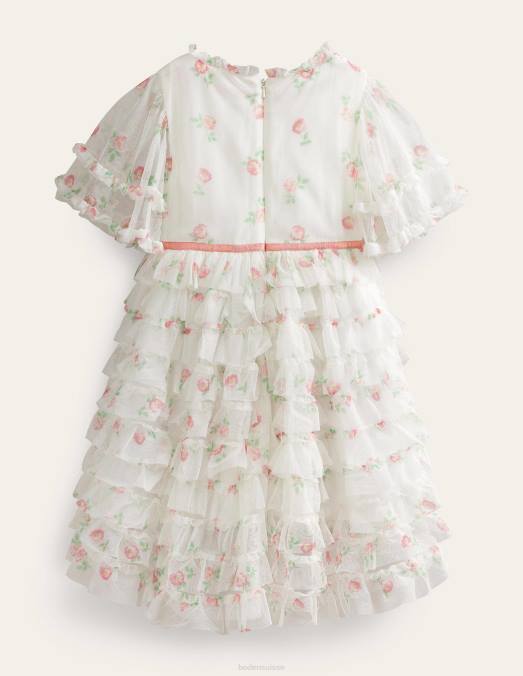 Boden vêtements ivoire petit floral vintage filles robe en tulle à volants et ourlet plongeant LB2X2892