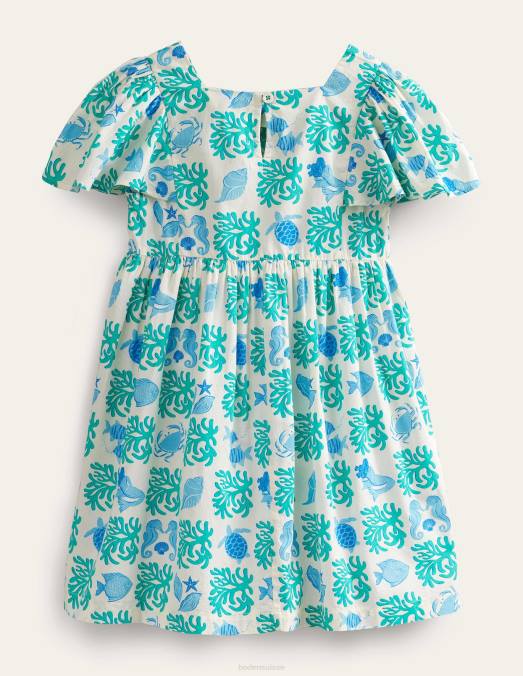Boden vêtements lagon aquatique filles robe imprimée à manches flottantes LB2X3227